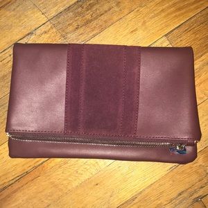 summer & rose burgundy leather envelope clutch